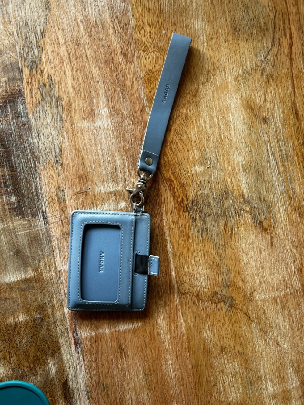 ANDAR Blue Leather Wristlet Card & Key Holder